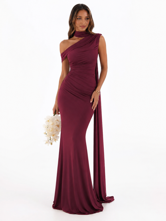 Valentina | One-Shoulder Ruched Maxi Dress