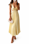 Evangeline Pleated V-Neck Maxi Dress for Wedding Guests