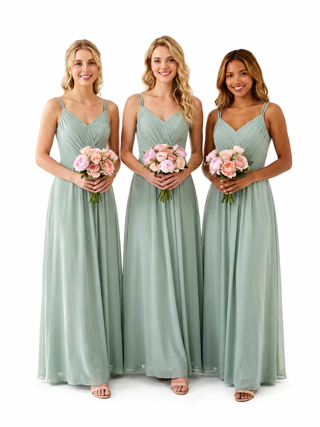 Close-up of the Clara convertible lace bridesmaid dress in dusty sage, showing the three-way convertible lace back detail