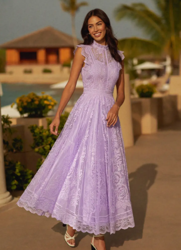 Aurora | Elegant Lace Maxi Dress for Wedding Guests